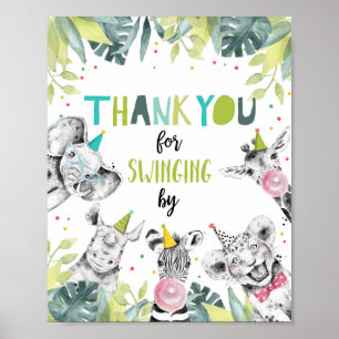Thank You Swinging By Safari Boy Birthday Sign