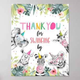 Thank You Swinging By Safari Party Animals Sign
