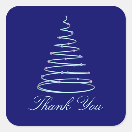 Thank You _ Swirled Christmas Tree Square Sticker