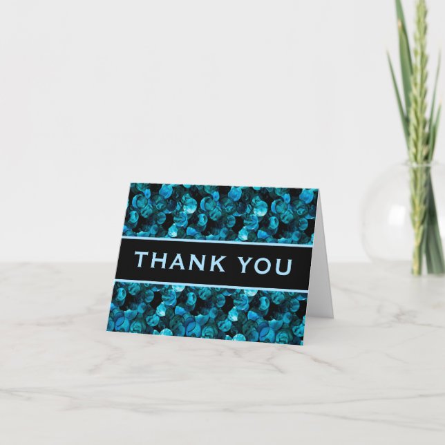 Thank You Swirls Blue Aqua Teal and Black  (Front)