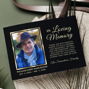 Thank you Sympathy Funeral Memorial Gold PHOTO Postcard
