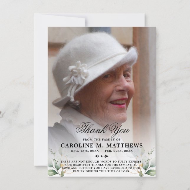 Thank You Sympathy Funeral Memorial PHOTO (Front)