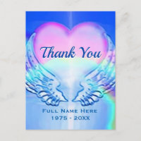 Thank You | Sympathy | Heart and Angel Wings Postcard