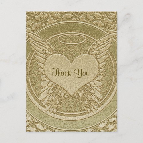 Thank You  Sympathy  Light Gold Postcard