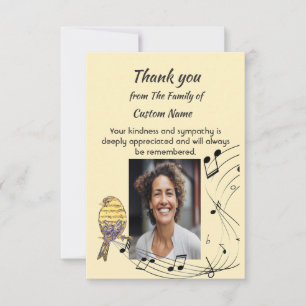 Thank You Sympathy Music Note Bird Card