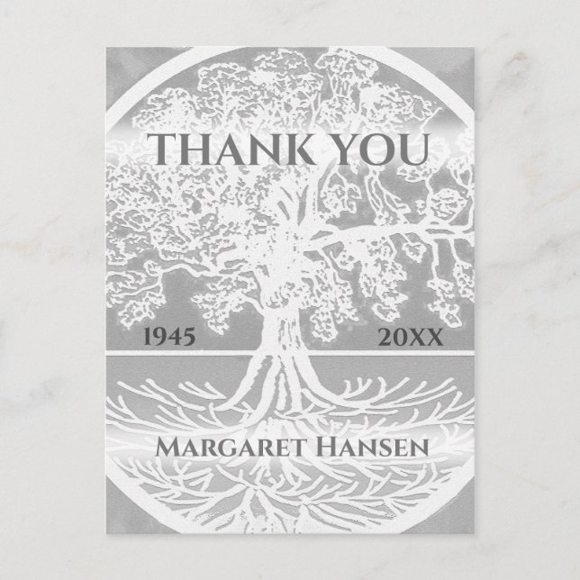 Thank You | Sympathy | Tree of Life Silver Postcard (Front)