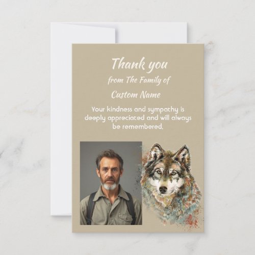 Thank You Sympathy Watercolor Wolf Art Card