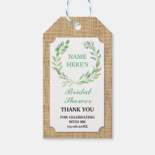Thank you Tag Burlap Leaves Wreath Bridal Shower