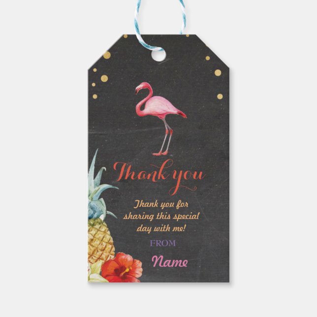 Thank you Tag Favour Flamingo Aloha Tiki Pineapple (Front)