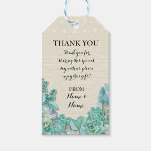 Thank you Tag Floral Favor Tags Succulent Wedding
