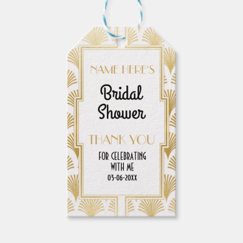 Thank you Tag Gatsby Art Deco Gold Bridal Shower