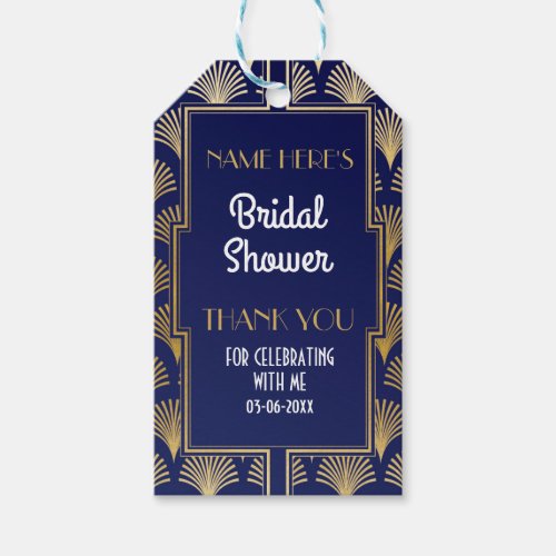 Thank you Tag Gatsby Art Deco Gold Bridal Shower