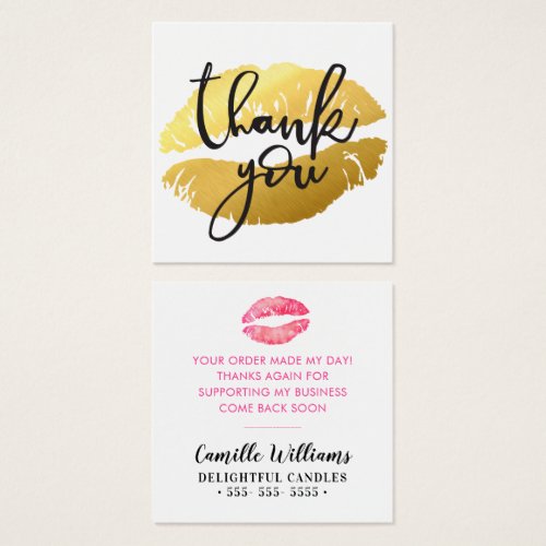 THANK YOU TAG hand lettering simple bold lips kiss