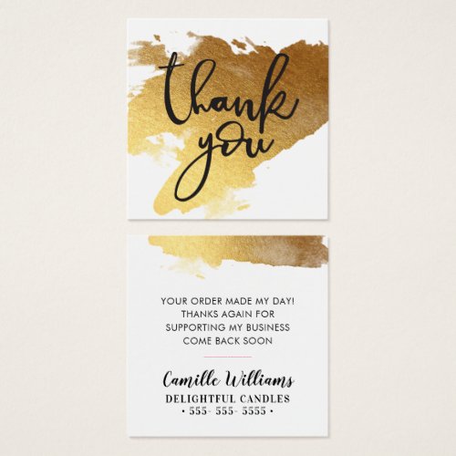 THANK YOU TAG hand lettering simple painted gold
