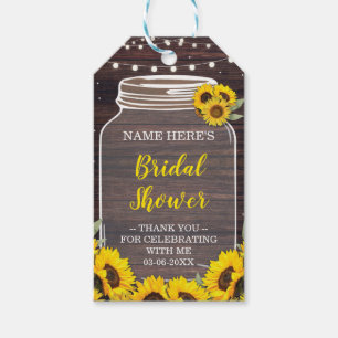 Thank you Tag Jar Sunflower Bridal Shower Wood