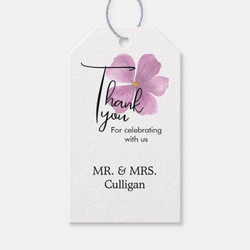 Thank You Tag - Mauve Watercolor Flower