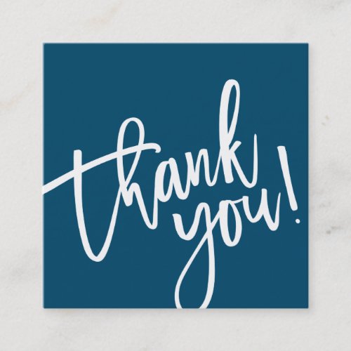 THANK YOU TAG navy blue white brush lettered type