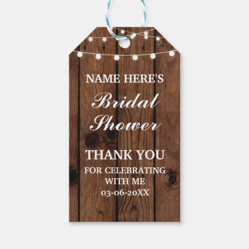 Thank you Tag Rustic Elegant Wood Bridal Shower