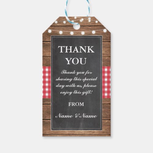 Thank you Tag Rustic Red Favor Tags Chalk Wedding