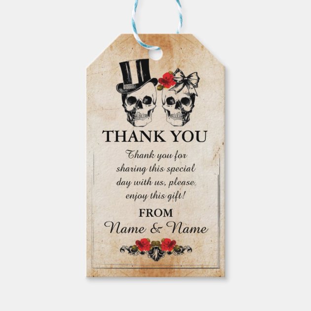 Thank You Tag Rustic Skulls Favour Tags Wedding