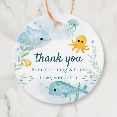 Thank you tag with under the sea theme