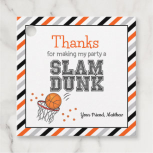 Thank You Tags Basketball Birthday Favor Tags