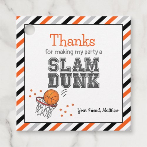 Thank You Tags  Basketball Birthday Favor Tags