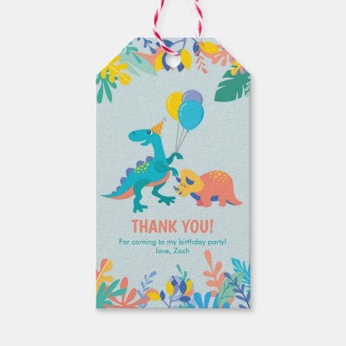 Thank you tags  Dinosaur Party _ light blue