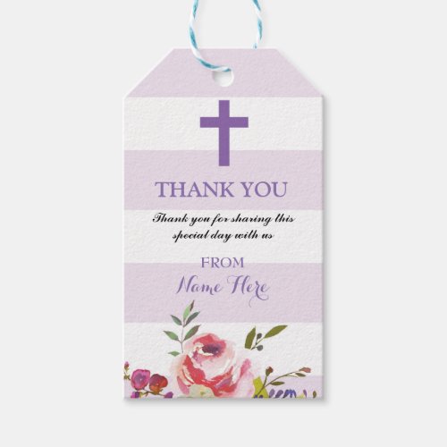 Thank you Tags Favor Floral Religious Purple