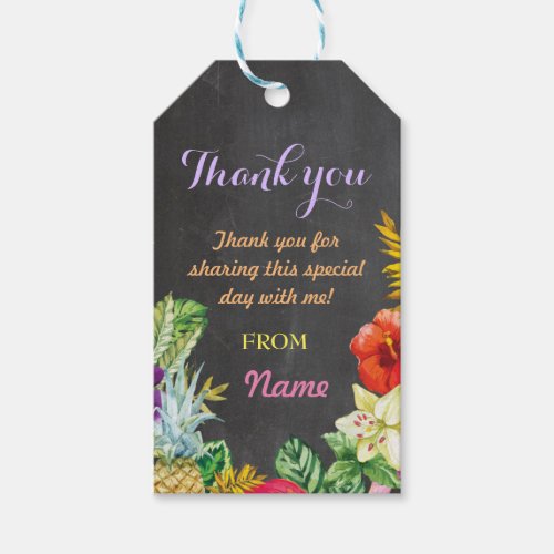 Thank you Tags Favour Aloha Chalk Luau Pineapple