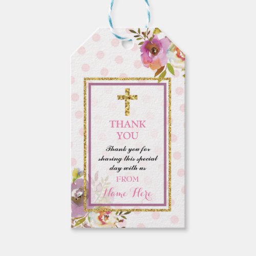 Thank you Tags Favour Floral Wreath Religious