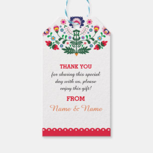 Thank you Tags Fiesta Mexican Print Red Wedding