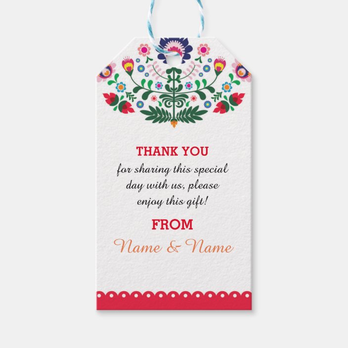 Thank You Tags Fiesta Mexican Print Red Wedding Zazzle thank-you-tags-fiesta-mexican-print-red-wedding-zazzle
