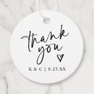 Thank You tags for Wedding Favors Modern Heart