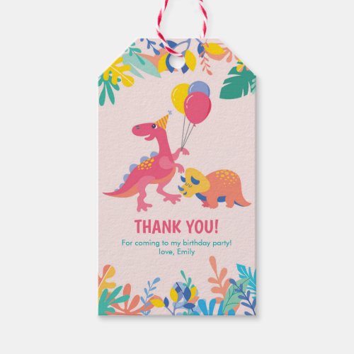 Thank you tags  Girls Dinosaur Tags _ pink