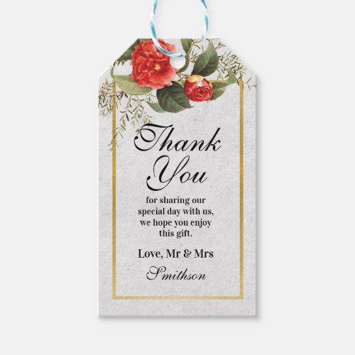 Thank you Tags Wedding Christmas Red Gold Festive