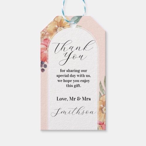 Thank you Tags Wedding Summer Florals Watercolor 