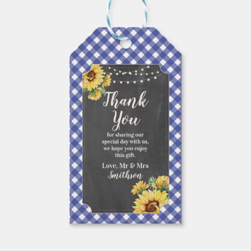 Thank you Tags Wedding Sunflower Navy Floral