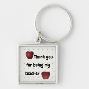 Thank You Teacher Apple Classroom Appreciation Keychain