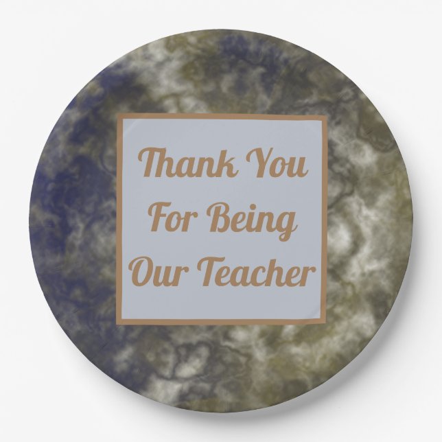 Thank You Teacher Appreciation Abstract Classroom Paper Plates (Front)