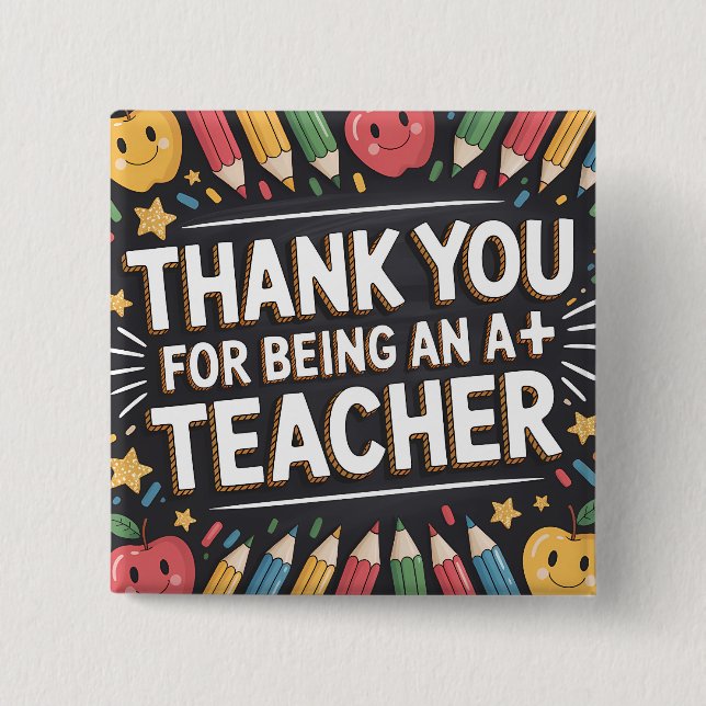 Thank you Teacher Appreciation card Button (Front)