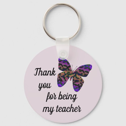 Thank You Teacher Appreciation Colorful Butterfly Keychain