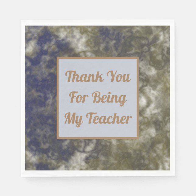 Thank You Teacher Appreciation Gold Blue Classroom Napkins (Front)
