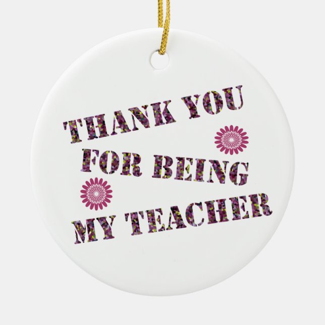 Thank You Teacher Appreciation Holiday Keepsake Ceramic Ornament (Front)