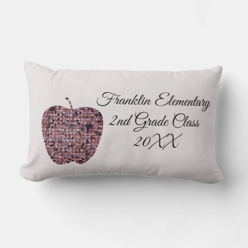 Thank You Teacher Appreciation Mosaic Red Apple Lumbar Pillow