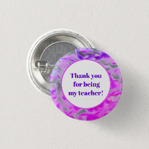 Thank You Teacher Appreciation Pink Purple Tie-Dye Button