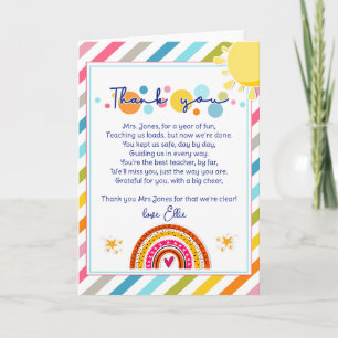 thank you teacher Appreciation rainbow cloud poem Card
