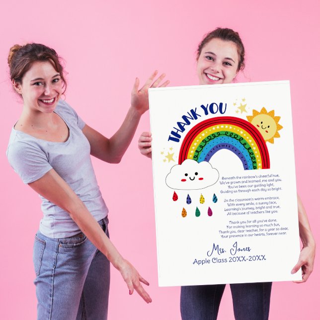 thank you teacher Appreciation rainbow cloud poem Card (Creator Uploaded)