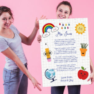 thank you teacher Appreciation rainbow cloud poem  Card