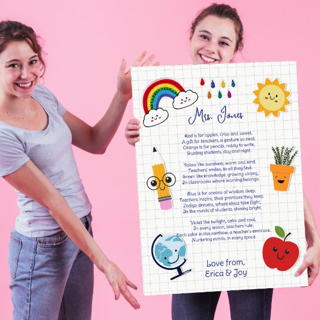 thank you teacher Appreciation rainbow cloud poem  Card (Creator Uploaded)